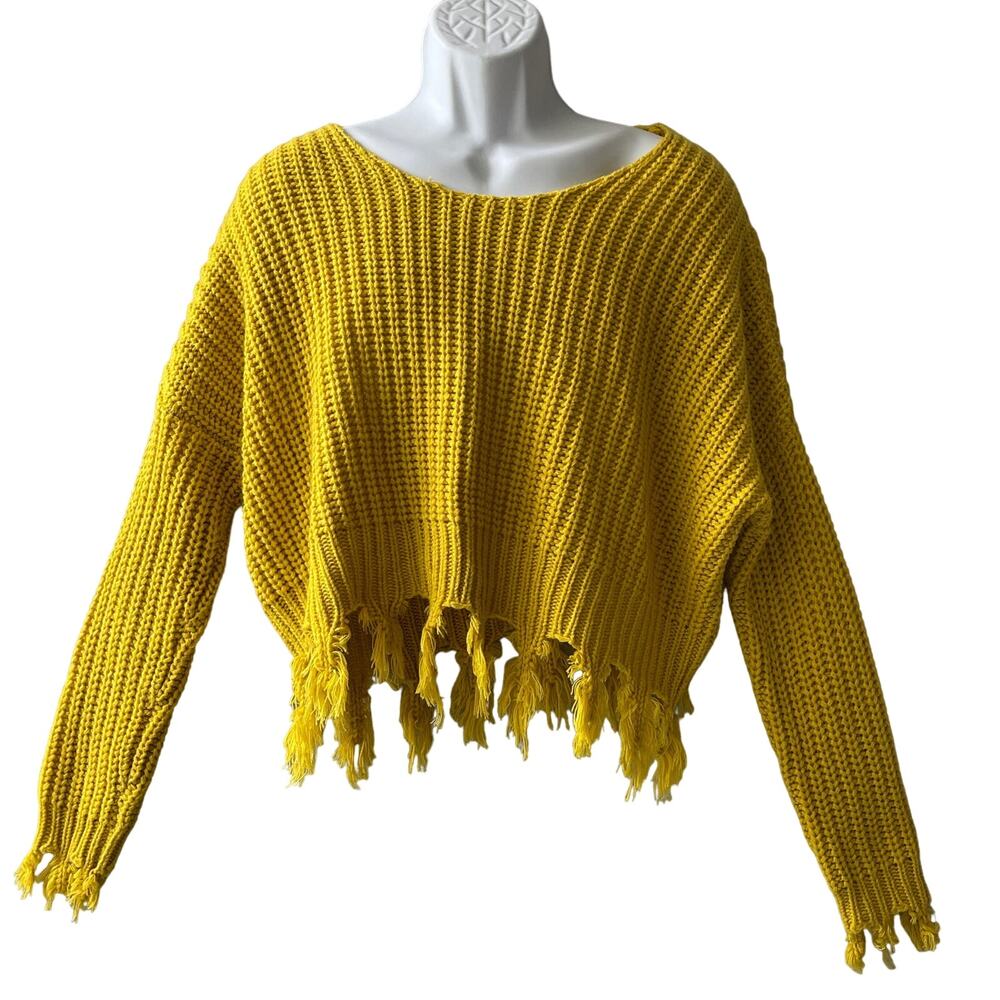 Young Fabulous & Broke Crop Fringed Sweater Size S/M